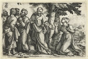 Christus geneest de bloedvloeiende vrouw