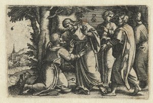 Christus geneest een melaatse, Leven van Christus (serie titel) door Georg Pencz