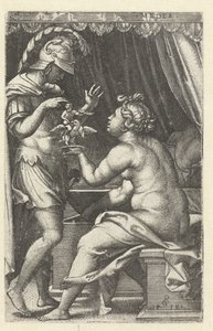 Medea geeft Jason beeld van Ganymedes met adelaar door Georg Pencz