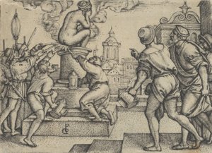 De gestrafte courtisane, uit Het verhaal van de magiër Virgil door Georg Pencz