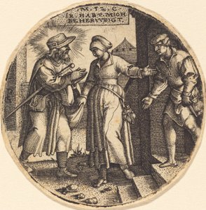 Om de pelgrims te huisvesten door Georg Pencz