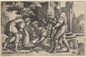 Tobias begraaft een van de kinderen van Israël door Georg Pencz