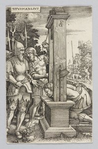 Titus Manlius woont de executie van zijn zoon bij door Georg Pencz