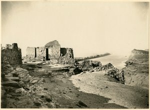 Tempelruïnes, met de Nijl op de achtergrond, Qasr Ibrim, Egypte, foto door Georg Steindorff, ca. 1930 door Georg Steindorff