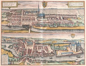 Husum, Duitsland, illustratie uit Civitates Orbis Terrarum door Georg Braun und Franz Hogenberg