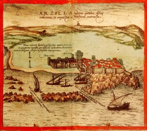 Asilah, Marokko door Georg and Hogenberg Franz (1535 90) Braun