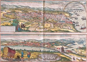 Barcelona, Ecija, Spanje door Georg and Hogenberg Franz (1535 90) Braun