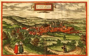 Blamont, plattelandsstad in Frankrijk door Georg and Hogenberg Franz (1535 90) Braun