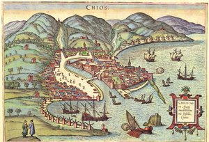 Chios, Griekenland door Georg and Hogenberg Franz (1535 90) Braun