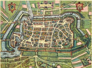 Edinburgh, Schotland door Georg and Hogenberg Franz (1535 90) Braun