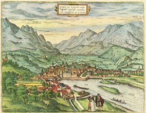 Innsbruck, Oostenrijk, Tirol door Georg and Hogenberg Franz (1535 90) Braun