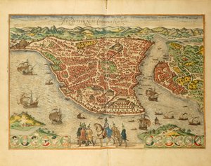 Istanbul uit Civitates Orbis Terrarum door Georg Braun and Hogenberg Franz