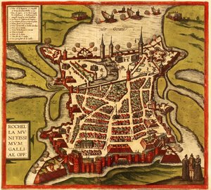 La Rochelle, Frankrijk door Georg and Hogenberg Franz (1535 90) Braun