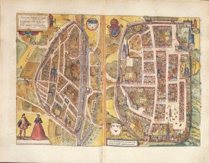 Kaart van Chateaudun en Chartres, Frankrijk, uit Civitates Orbis Terrarum