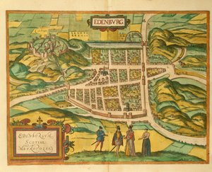 Kaart van Edinburgh uit Civitates Orbis Terrarum door Georg Braun door Georg Braun and Hogenberg Franz