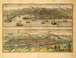 Kaart van Genua en Florence uit Civitates Orbis Terrarum door Georg Braun door Georg Braun and Hogenberg Franz