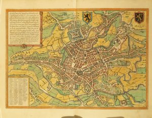 Kaart van Gent, Gand uit Civitates Orbis Terrarum door Georg Braun and Hogenberg Franz
