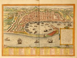 Kaart van Messina uit Civitates Orbis Terrarum door Georg Braun