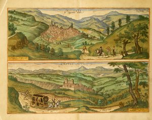 Kaart van Nocera en Castelnuovo uit Civitates Orbis Terrarum door Georg Braun