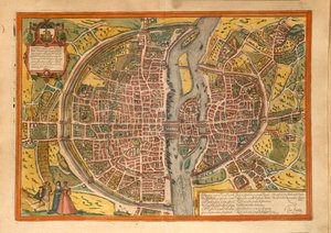 Kaart van Parijs uit Civitates Orbis Terrarum door Georg Braun
