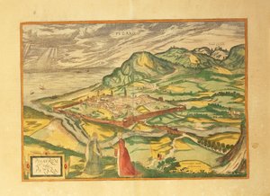 Kaart van Pesaro uit Civitates Orbis Terrarum