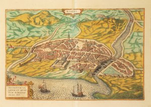 Kaart van Rimini uit Civitates Orbis Terrarum