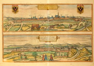 Kaart van Wenen en Buda uit Civitates Orbis Terrarum door Georg Braun door Georg Braun and Hogenberg Franz