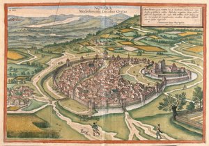 Novara, regio Piëmont, Italië (ets) door Georg Braun and Hogenberg Franz