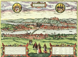 Passau, Duitsland door Georg and Hogenberg Franz (1535 90) Braun