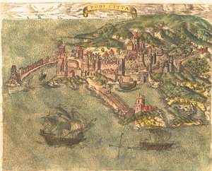 Rhodos, Griekenland door Georg and Hogenberg Franz (1535 90) Braun