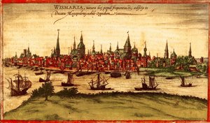 Rostock, Duitsland door Georg and Hogenberg Franz (1535 90) Braun