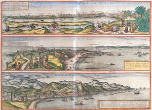 Sevilla, Cádiz, Málaga, Spanje door Georg and Hogenberg Franz (1535 90) Braun
