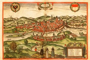 Swabischhall, Zwaben, Duitsland door Georg and Hogenberg Franz (1535 90) Braun