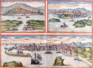ibenik, Pore, Methoni, Kroatië, Griekenland door Georg and Hogenberg Franz (1535 90) Braun