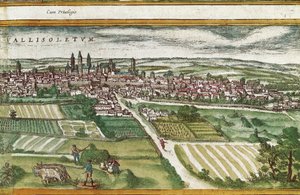 Landbouwgrond nabij Valladolid, in Civitatis Orbis Terrarum, door Franz Hogenberg (1535-1590)