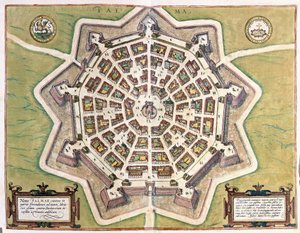 Palmanova, provincie Udine, Italië (gravure)