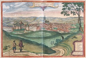 Polna, Tsjechië (gravure) door Georg Braun and Hogenberg Franz