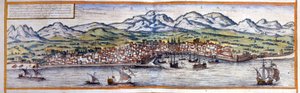 Uitzicht op Palermo in Sicilië. Atlas van Braun & Hogenberg door Georg Braun and Hogenberg Franz