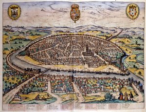 Vue de Séville volgens de Atlas van Braun en Hogenberg door Georg Braun and Hogenberg Franz