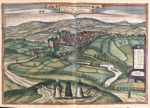 Zschopau, Saksen, Duitsland door Georg Braun and Hogenberg Franz