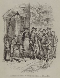 Meester Joey gaat op bezoek bij zijn peetvader door George (after) Cruikshank
