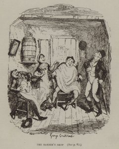De Kapperszaak (gravure) door George (after) Cruikshank