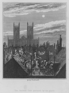 De Jacobite Club achtervolgd door de wacht door George (after) Cruikshank