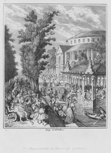 Het Maskerbal in de Ranelagh-tuinen (gravure) door George (after) Cruikshank