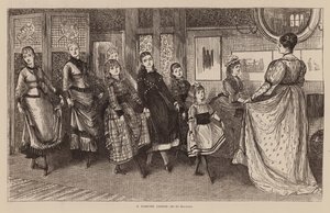 Een dansles (gravure) door George (after) Du Maurier