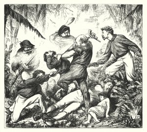 Een geweerduel in Arkansas (gravure) door George (after) Du Maurier