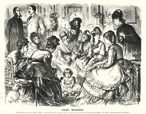 Punch cartoon: Baby Aanbidding (gravure)