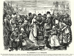 Punch cartoon: Billingsgate a la Francaise (gravure) door George (after) Du Maurier