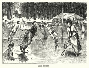 Punch cartoon: Rink-Tennis (gravure) door George (after) Du Maurier