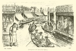 De Theems (ontwikkeling van het woonbootsysteem) door George (after) Du Maurier